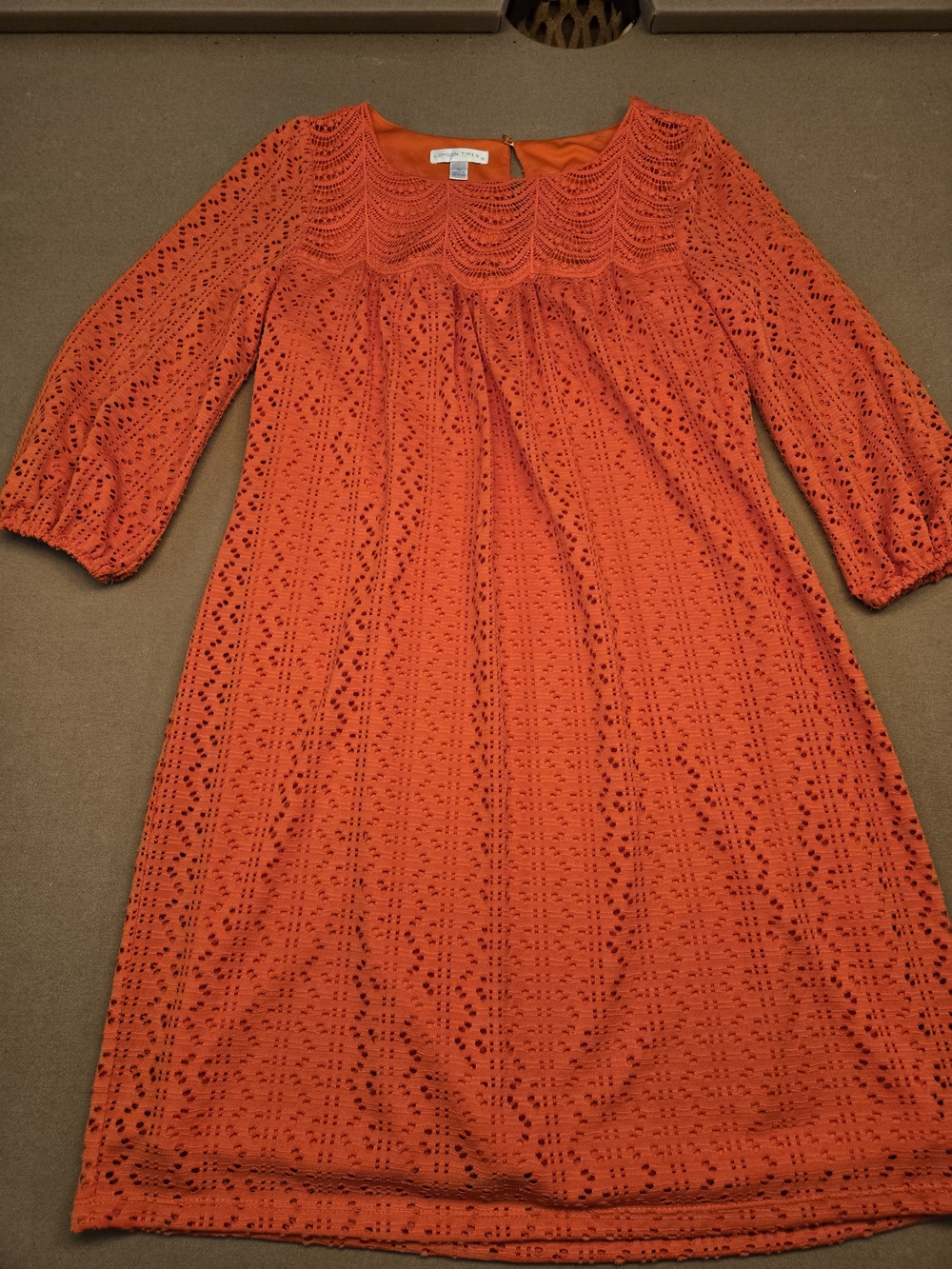 New London Times Orange Eyelet Shift Dress